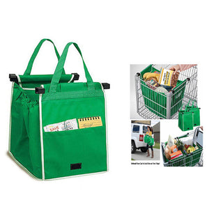Reusable Shopping Cart Bags for Grocery Shopping in Supermarket Foldable Shopping Bags, Green